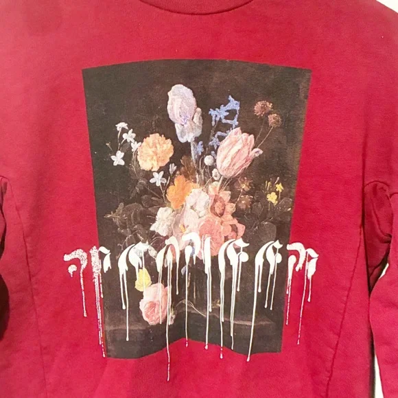 Alexander McQueen Red Paint Drip Graphic Sweatshirt Pullover Size 36 - Picture 3 of 6